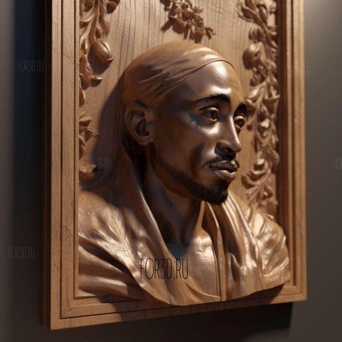 Tupac Shakur 2 stl model for CNC